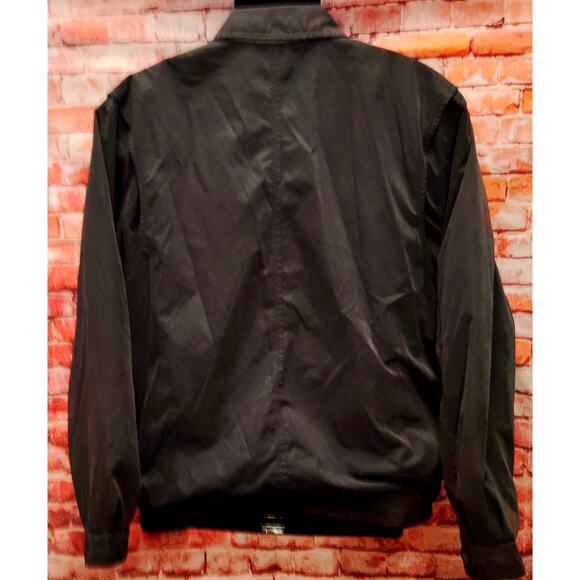 London Fog Bomber Jacket Black Lined Softshell Zipper Pocket Collar Zip Up - Picture 2 of 4